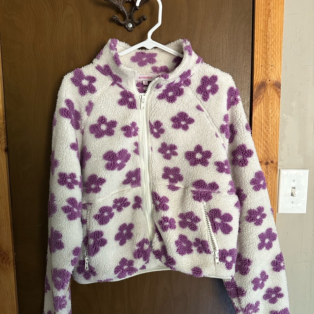 Cozy Purple Floral Teddy Jacket